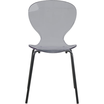 Modern Oyster Transparent Side Chair in Black Base