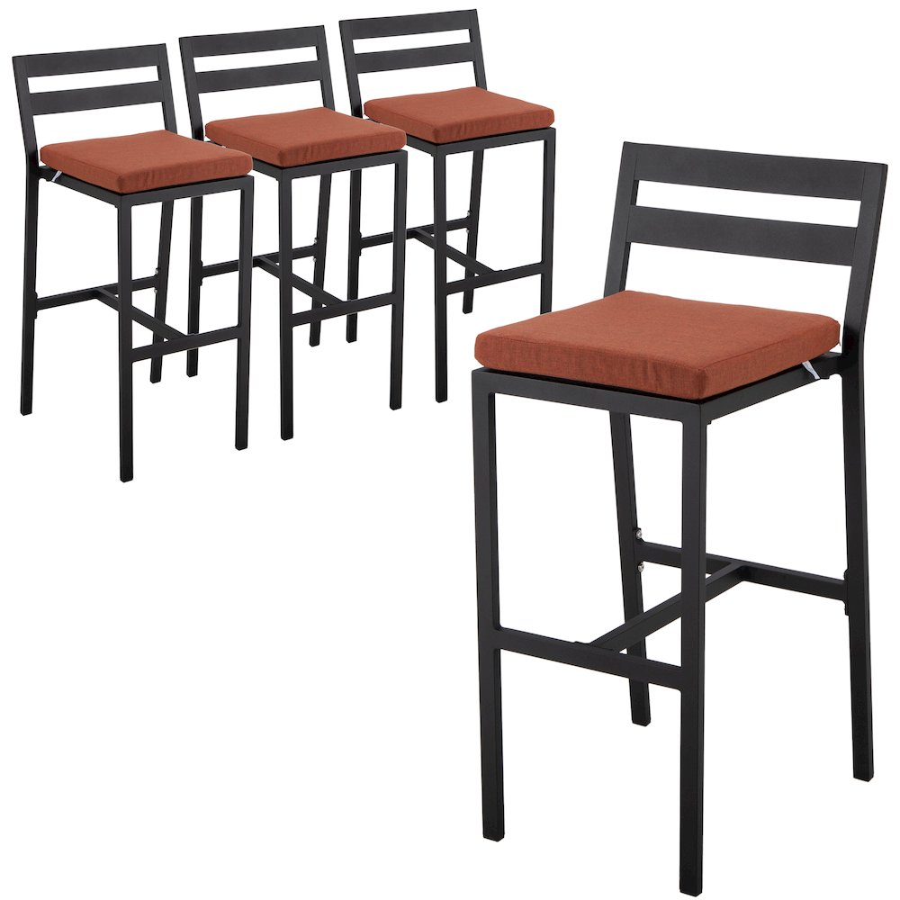 Chelsea Collection Modern Aluminum Outdoor Bar Chair Set of 4
