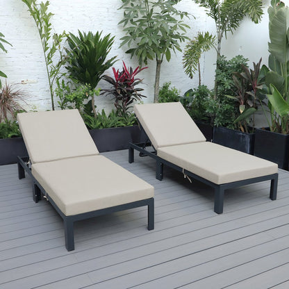 Chelsea Modern Outdoor Chaise Lounge Chair With Cushions Set of 2