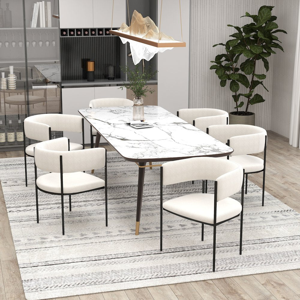 Cyril Collection Modern Chair in White Faux Fur