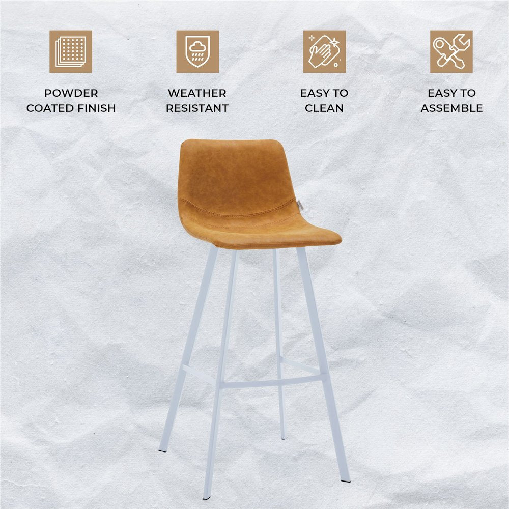 Elland - Bar stool - Light Brown - White Base