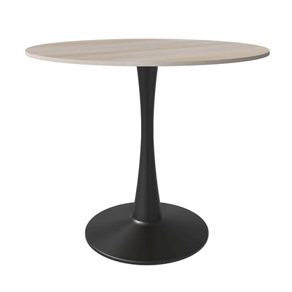 Bristol 35" round dining table Black base with marbled MDF top