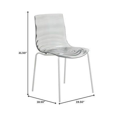 Astor Water Ripple Design Dining Chair in White Base Trans Black Seat Set of 4