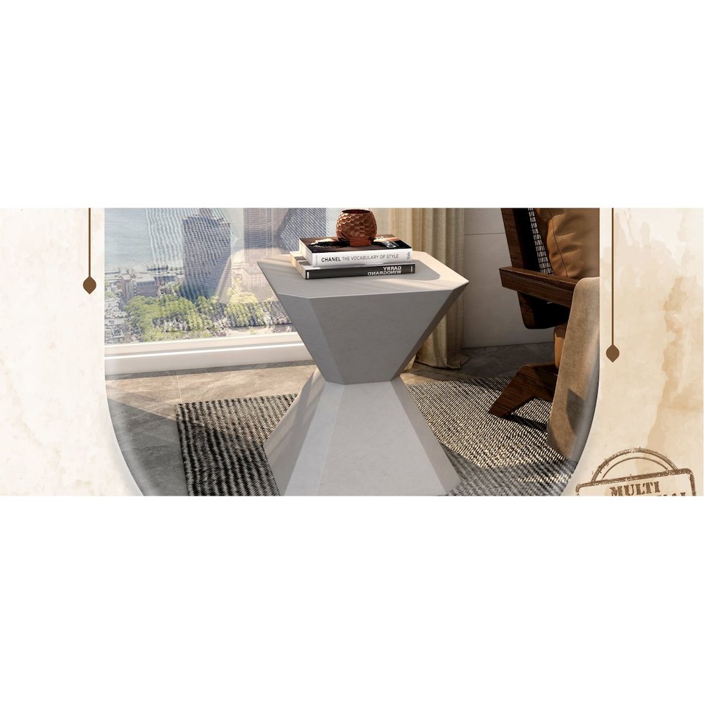Azure Collection Fiberglass Outdoor Side Table in Grey
