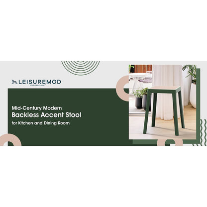 Tresse Series Stackable Poly Stool With Wicker Top 12 in Green