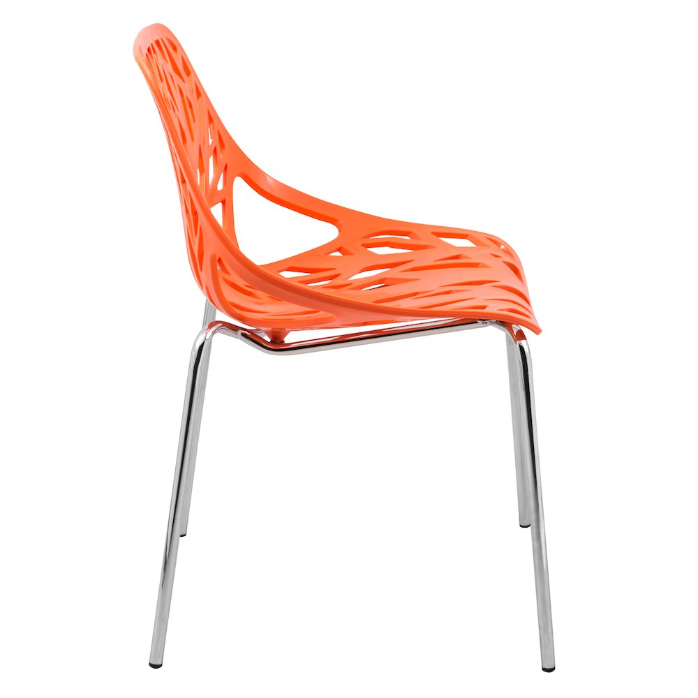 Modern Asbury Dining Chair with Chromed Legs in Orange