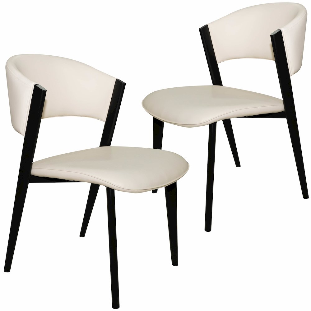 Aspen Collection Modern Dining Chair Black Frame in White Set of 2