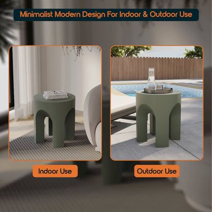 Crus Collection Fiberglass Outdoor Side Table in Grey