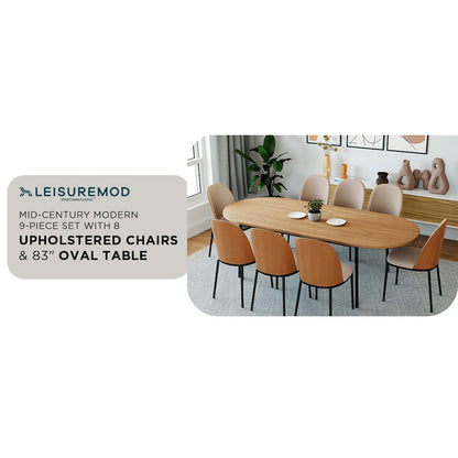 Tule 9-Piece Dining Set in Steel Frame with 8 Upholstered Seat Dining Table