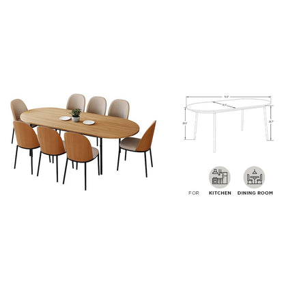 Tule 9-Piece Dining Set in Steel Frame with 8 Upholstered Seat Dining Table