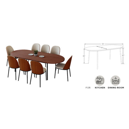 Tule 9-Piece Dining Set in Steel Frame with 8 Upholstered Seat Dining Table