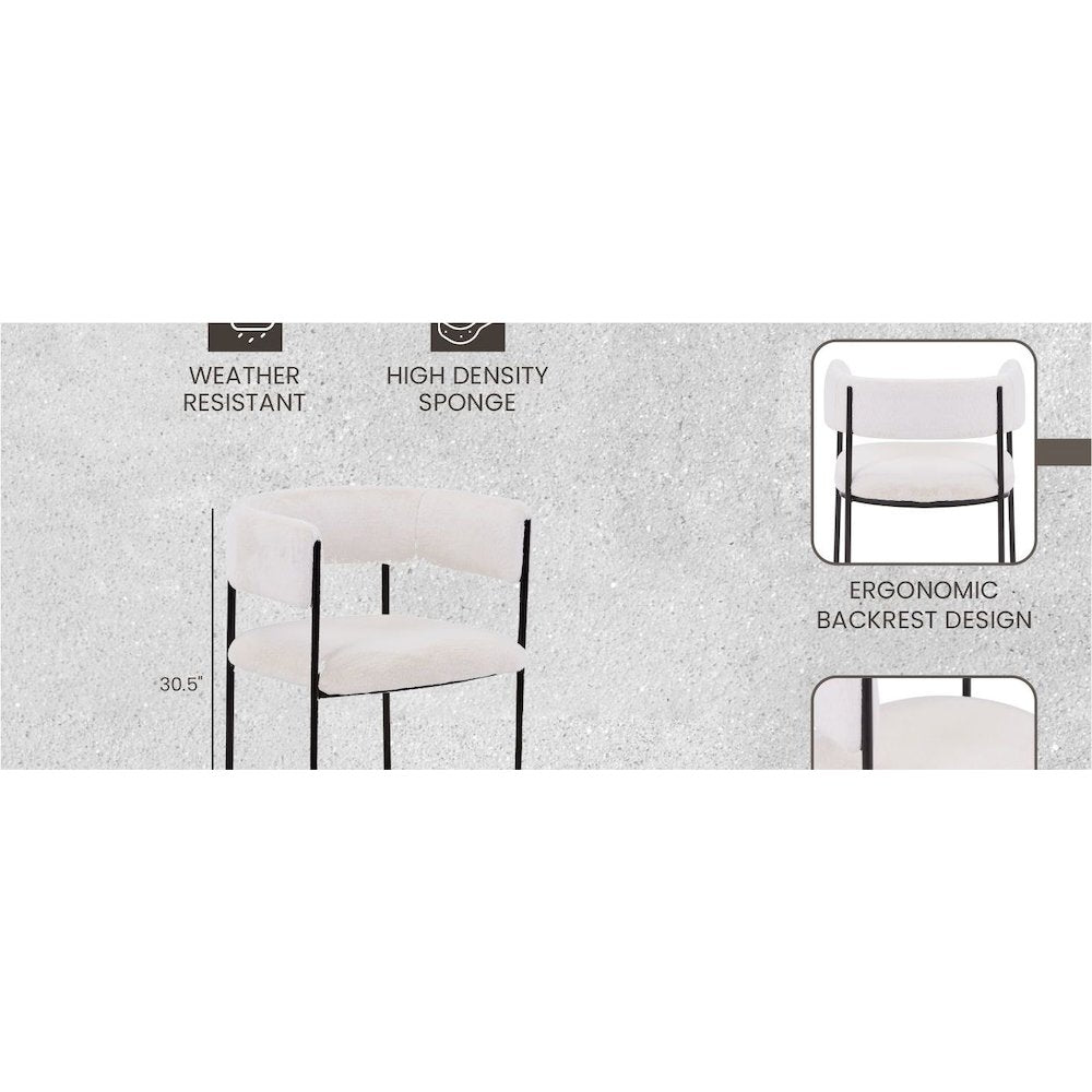 Elias Collection Modern Dining Chair in Light Grey Velvet - Set of 4