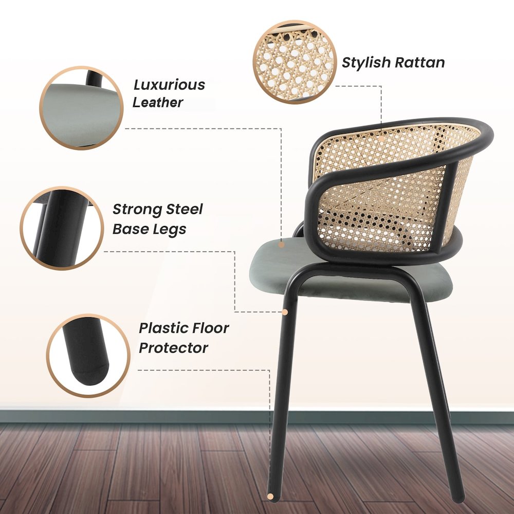 Ervilla - Dining Chair - Grey Leather - Set of 2
