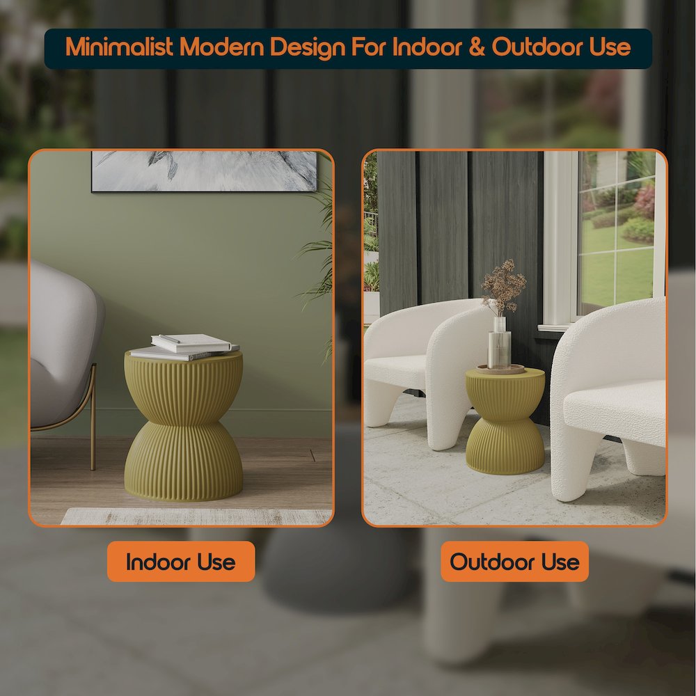 Modern Side End Table Spire Series In Olive Yellow