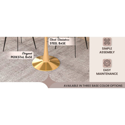 Bristol 24" round dining table Gold base with marbled MDF top