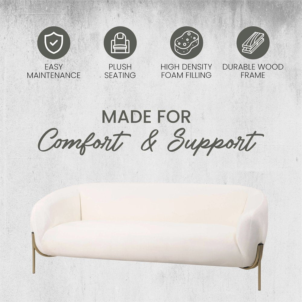 Zuno Three-Seater Sofa Upholstered in Velvet Wide Couch