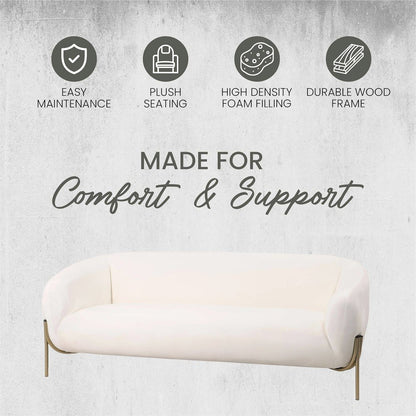 Zuno Three-Seater Sofa Upholstered in Velvet Wide Couch