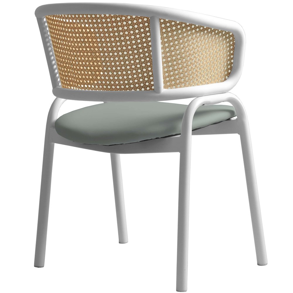 Ervilla - Dining Chair - White frame in Grey Leather Set of 2