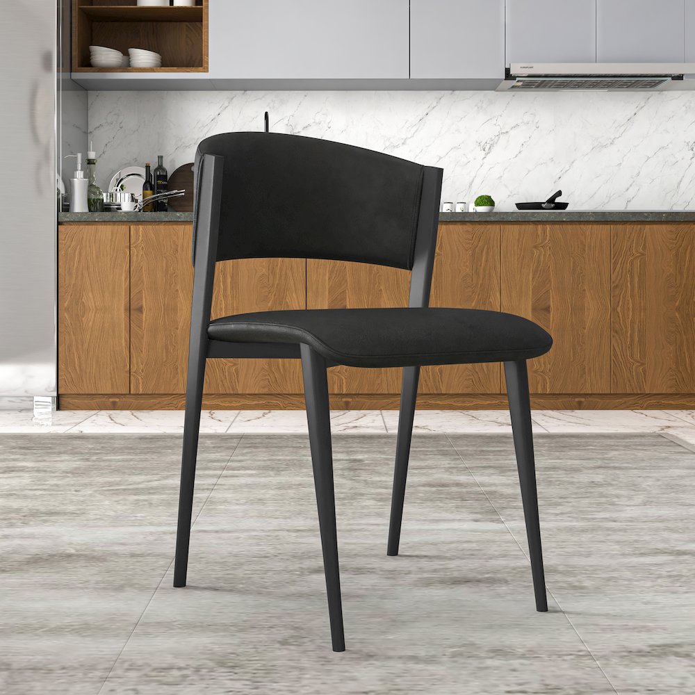 Aspen Collection Modern Dining Chair Black Frame in Black Set of 2