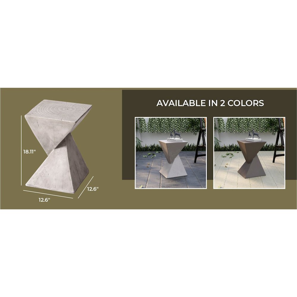 Glint Collection Fiberglass Outdoor Side Table in Grey