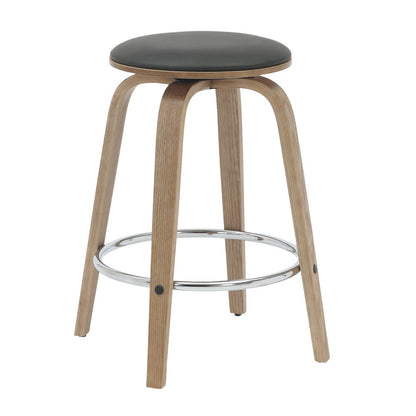 Wooden Counter Stool Pelya Collection Modern Style Washed Walnut color in Black