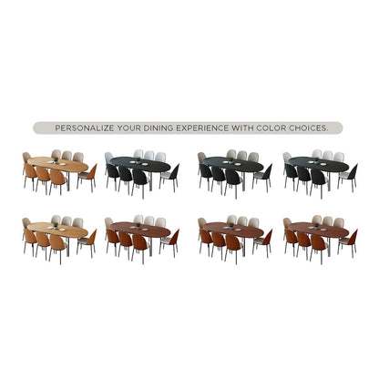 Tule 9-Piece Dining Set in Steel Frame with 8 Upholstered Seat Dining Table