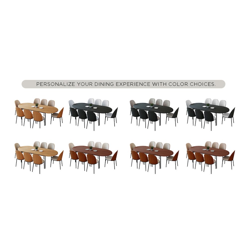 Tule 9-Piece Dining Set in Steel Frame with 8 Upholstered Seat Dining Table