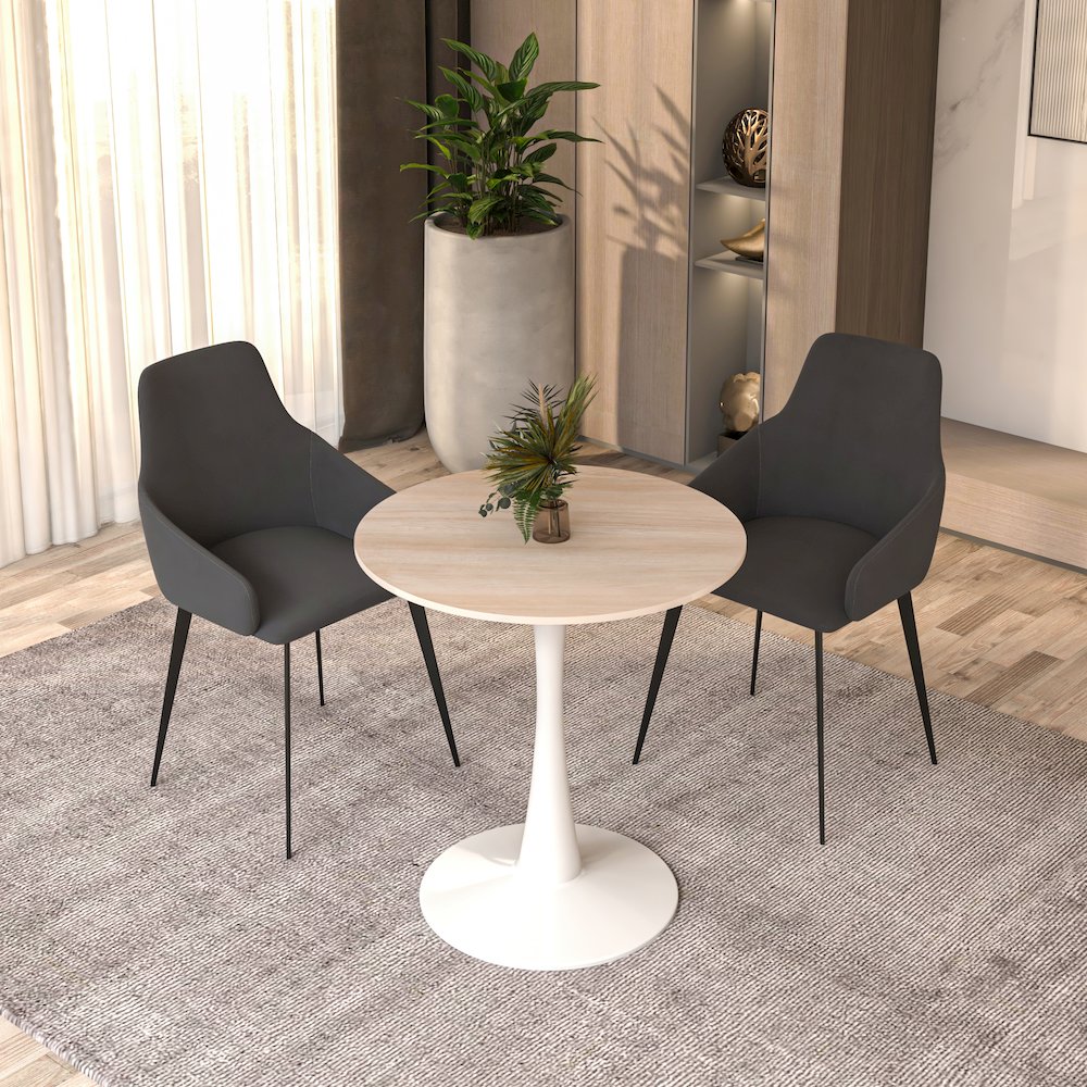 Bristol 27" round dining table White base with marbled MDF top