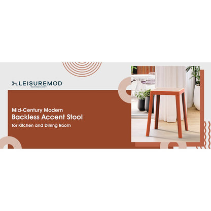 Tresse Series Stackable Poly Stool With Wicker Top 12 in Orange