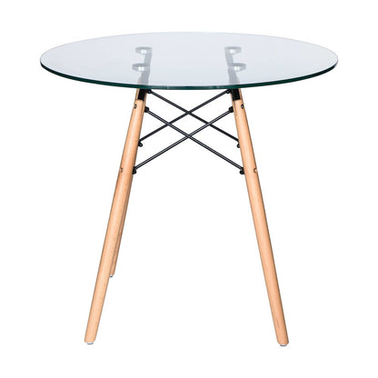 Dover 3-Piece Dining Set with Round Clear Glass Top Bistro Table in Black