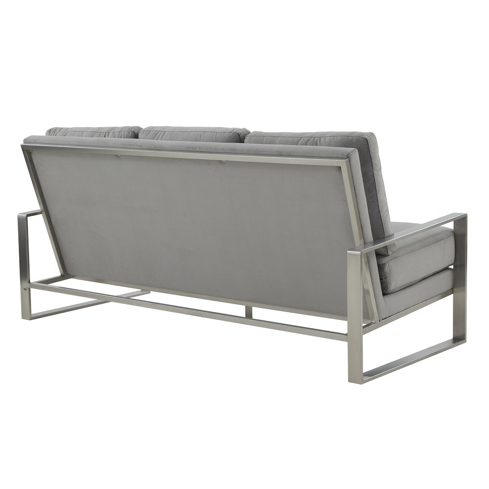 Jefferson Contemporary Modern Design Velvet Sofa With Silver Frame