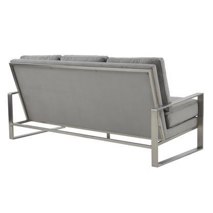 Jefferson Contemporary Modern Design Velvet Sofa With Silver Frame