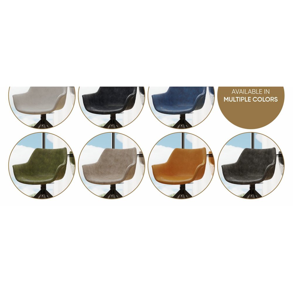 Markley Modern Leather Dining Swival Arm Chair in Light Brown