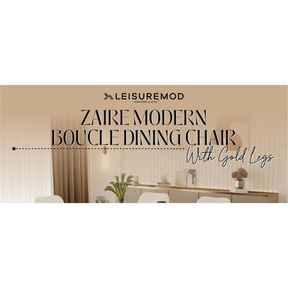 Zaire Collection Modern Dining Chair, Gold Legs and White Boucle