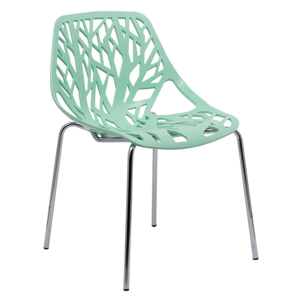Modern Asbury Dinin Chair With Chromed Legs, Mint
