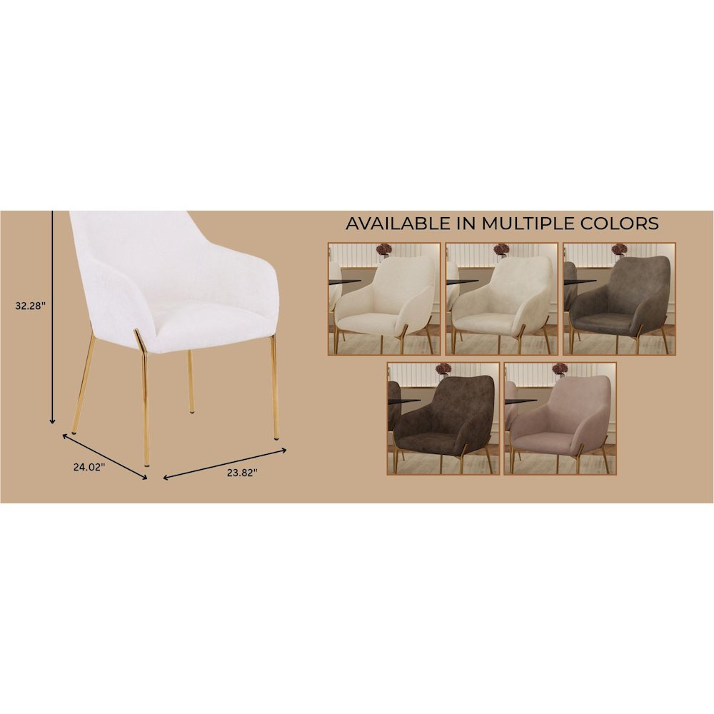 Zaire Collection Modern Dining Chair, Gold Legs and White Boucle