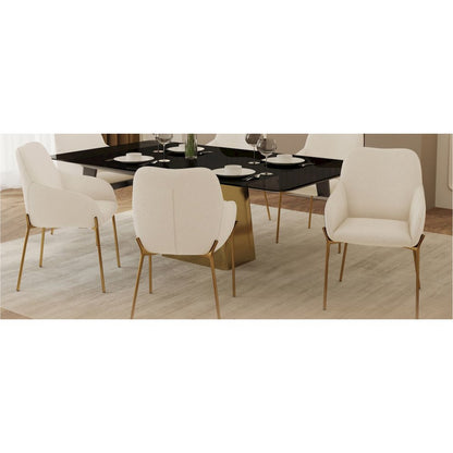 Zaire Collection Modern Dining Chair, Gold Legs and White Boucle