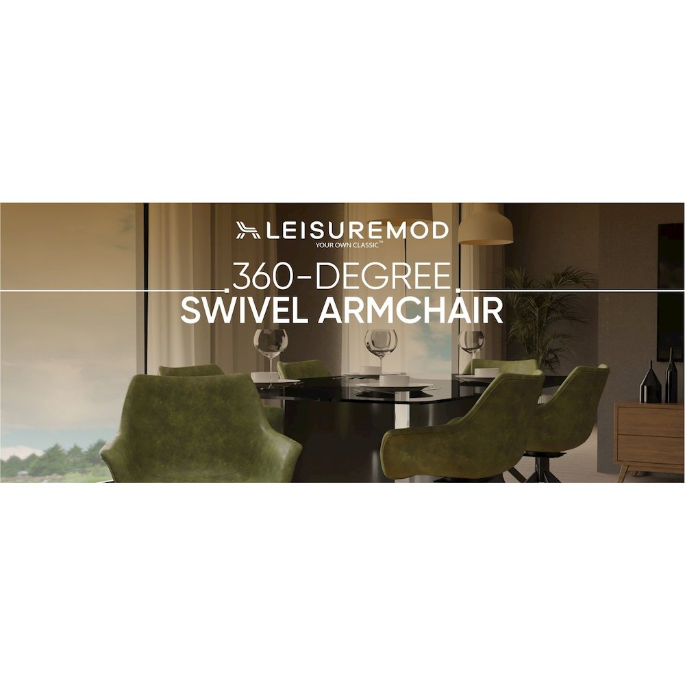 Markley Modern Leather Dining Swival Arm Chair in Green
