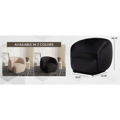 Faze Collection Modern Single Seater Sofa in Black Velvet