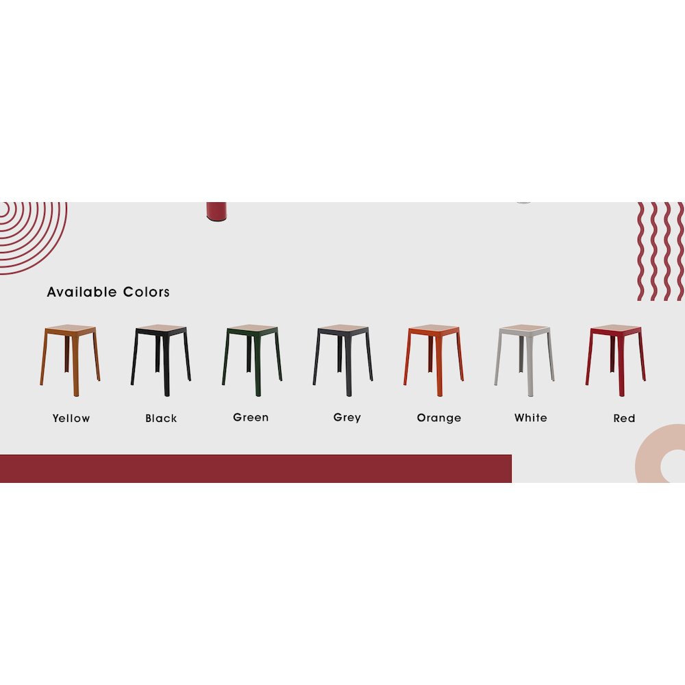 Tresse Series Stackable Poly Stool With Wicker Top 12 in Red