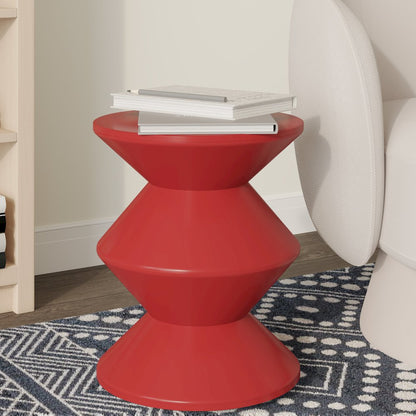 Aura Modern Plastic Side End Table, Indoor/Outdoor Use, Red