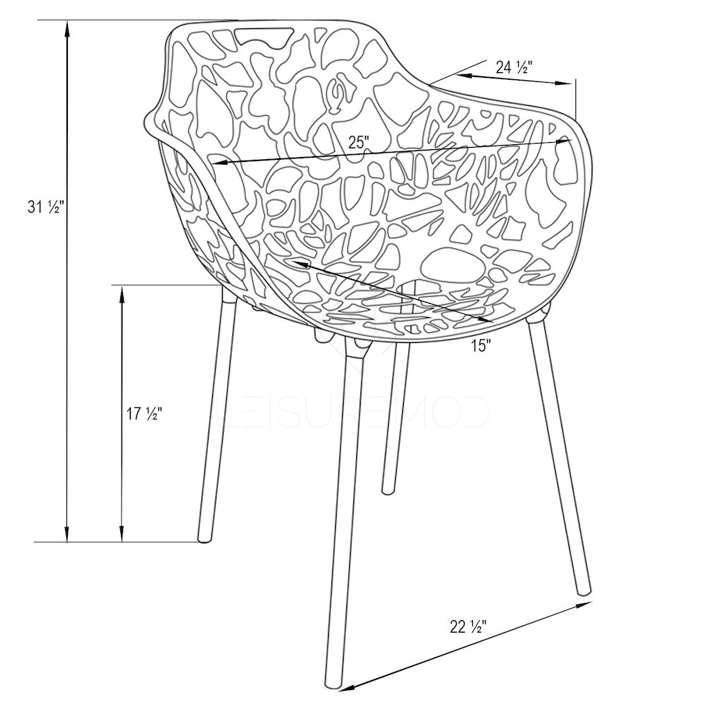 Modern Devon Aluminum Armchair, Set of 2
