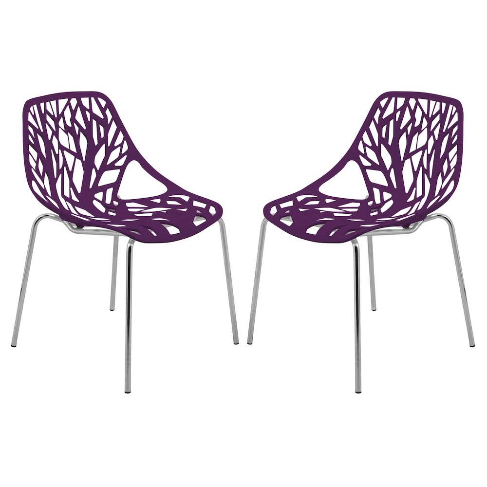 Modern Asbury Dining Chair w/ Chromed Legs, Set of 2