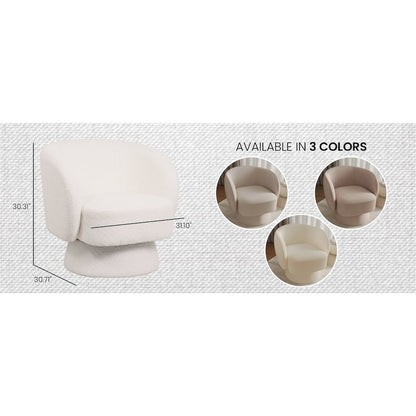 Raze Collection Modern Accent Chair in White Boucle