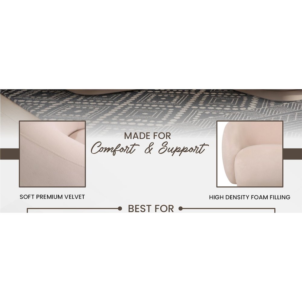 Faze Collection Modern Single Seater Sofa in Beige Velvet