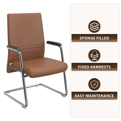Aleen Series Guest Office Chair In Dark Brown Leather