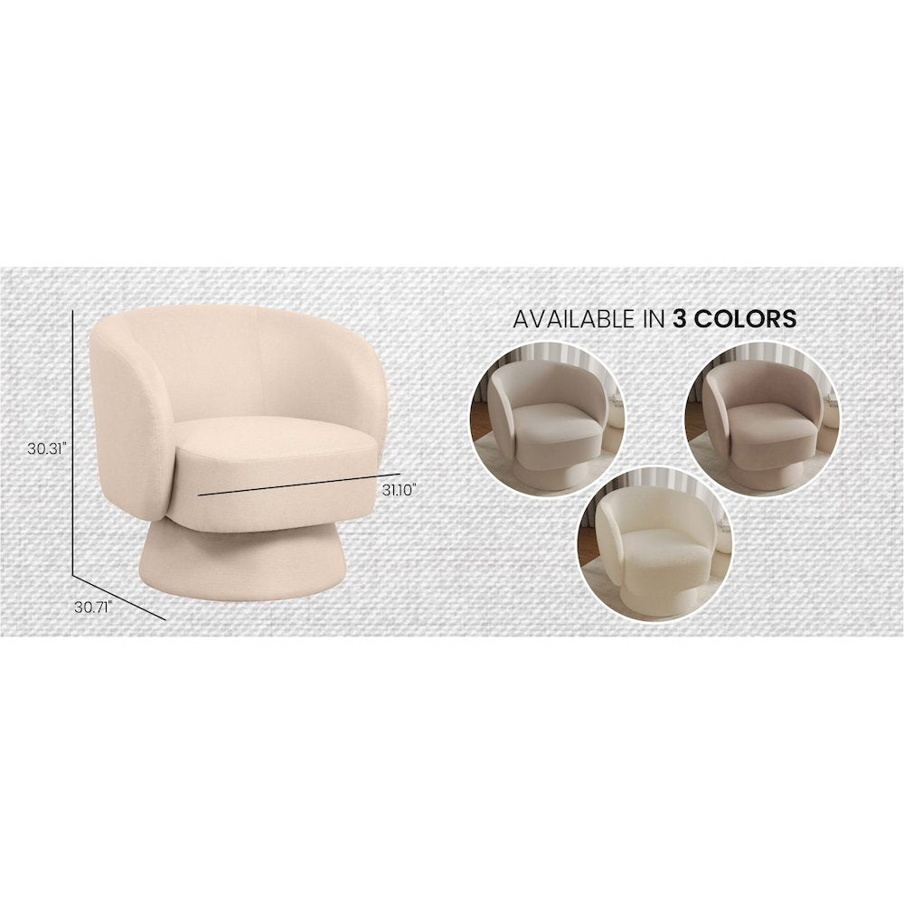 Raze Collection Modern Accent Chair in Beige Velvet