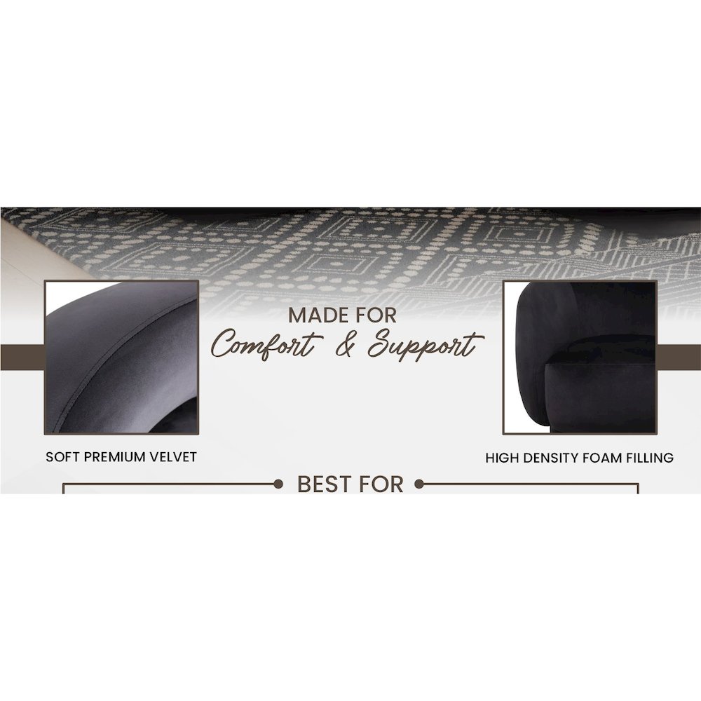 Faze Collection Modern Single Seater Sofa in Black Velvet
