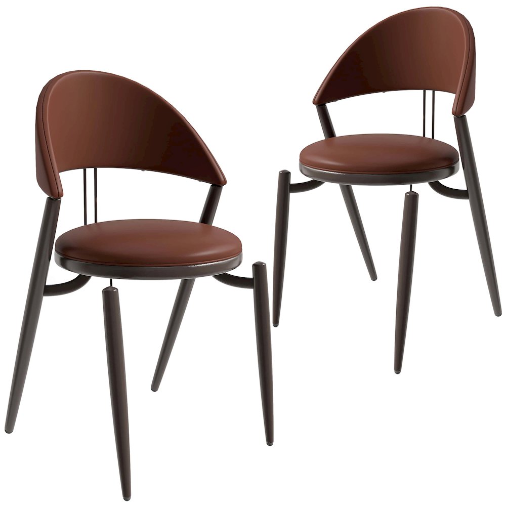 Venice Collection Modern Dining Chair In Black set of 2 in Dark Brown
