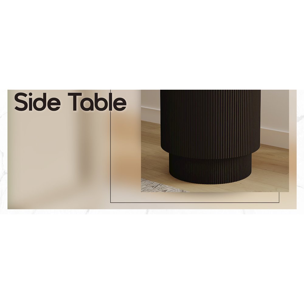 Eden Collection Fiberglass Outdoor Side Table in Black